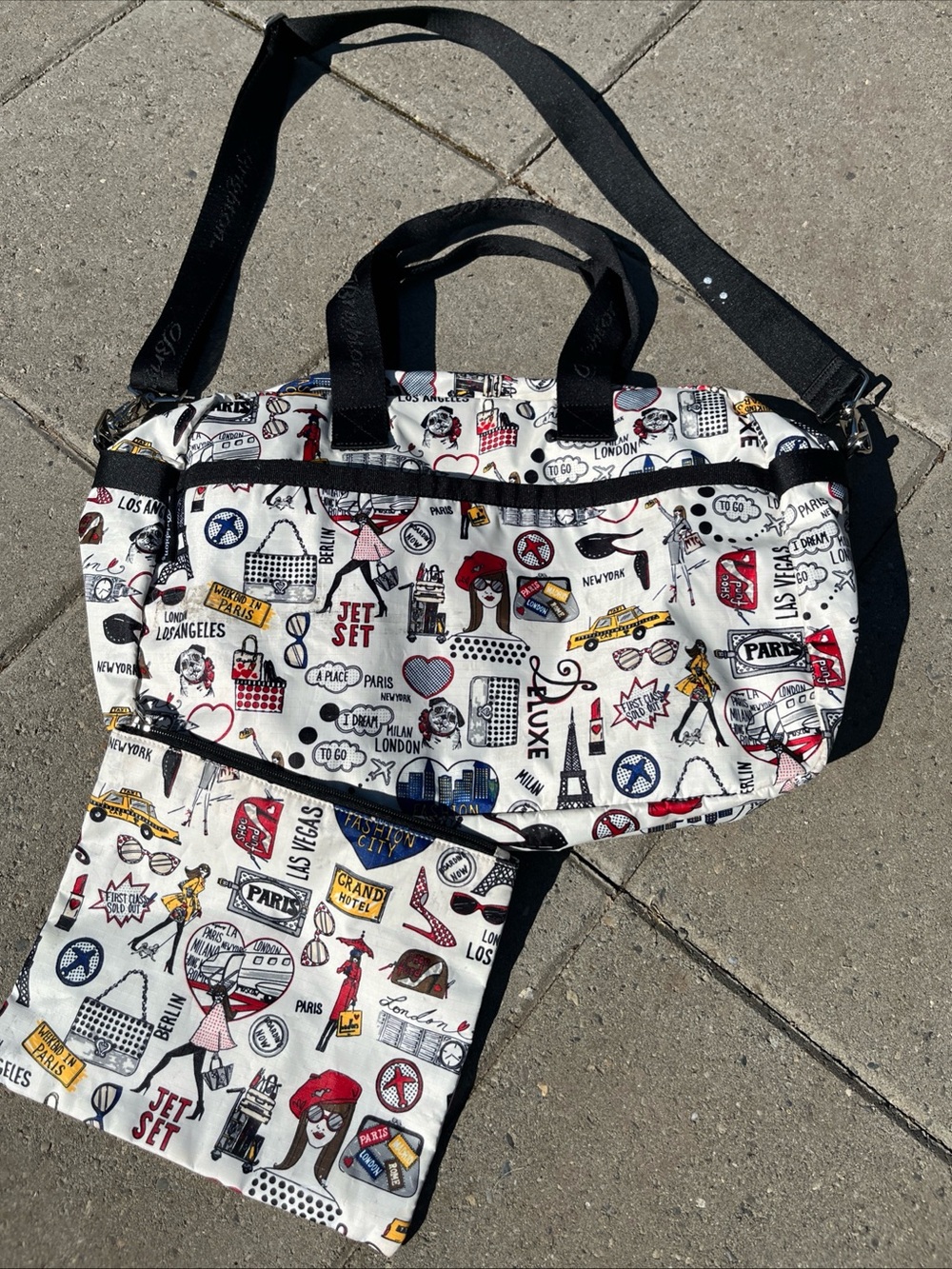 Brighton Around the World Round Tripper Duffel Bag Off-White/Black